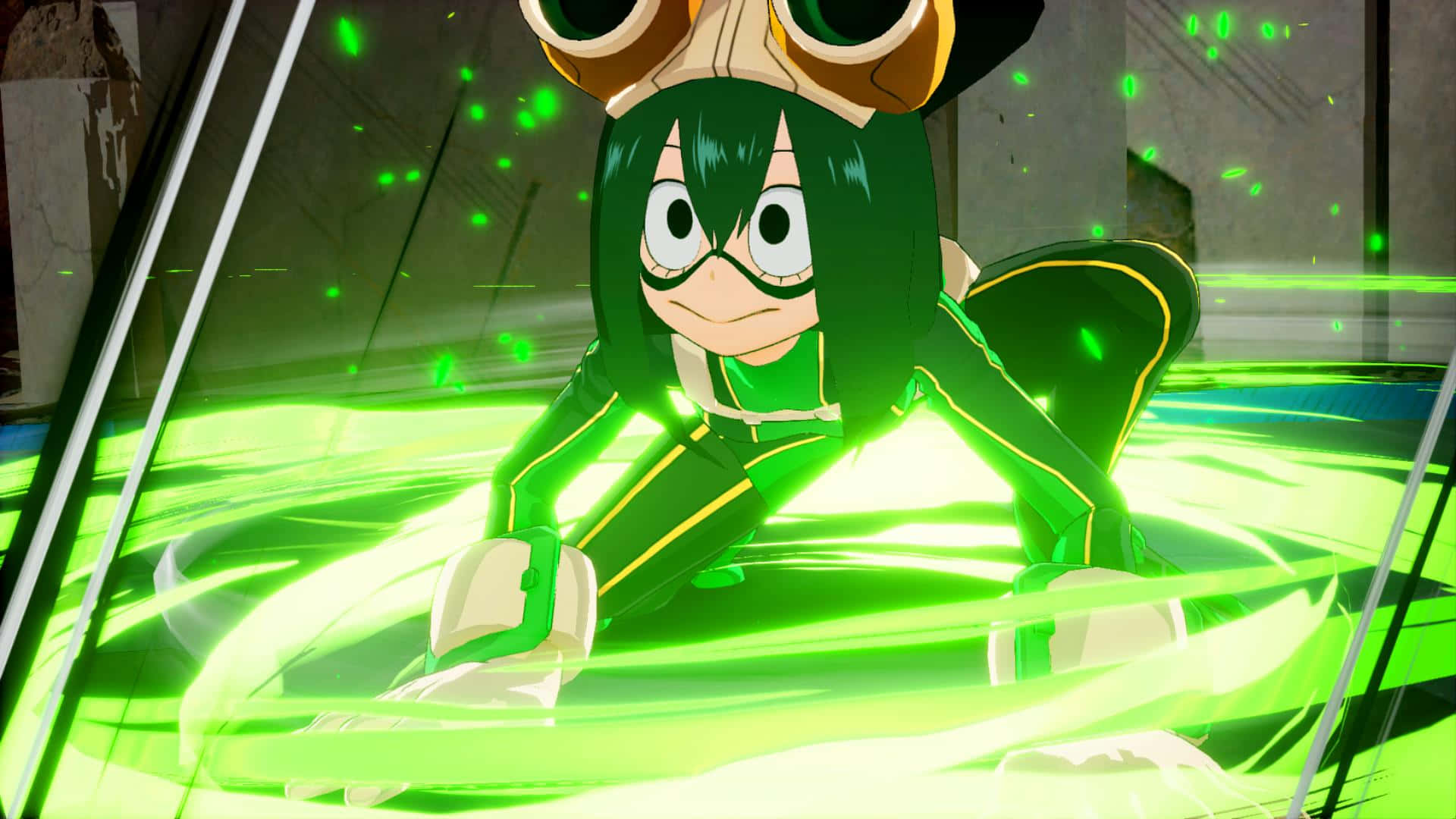 A Green Anime Character With A Green Ring Around Her