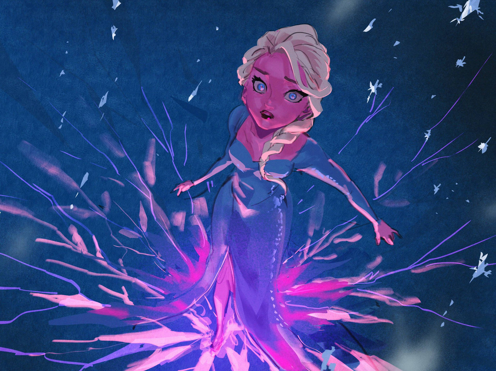 Frosne Elsa Animeret Version Wallpaper