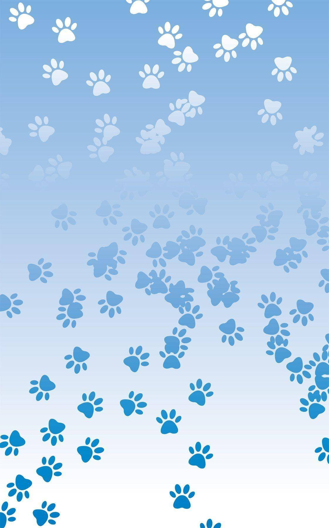 Frosted Blue Paw Prints Wallpaper