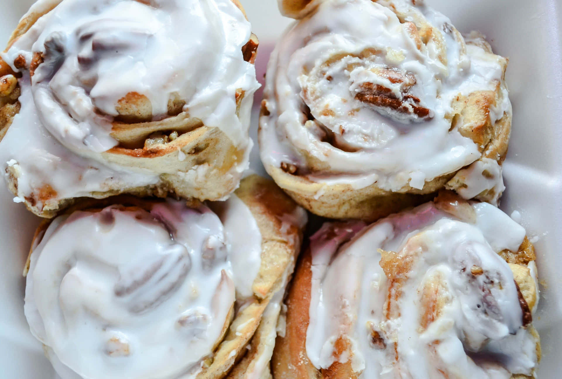 Frosted Cinnamon Rolls Delicious Treat Wallpaper