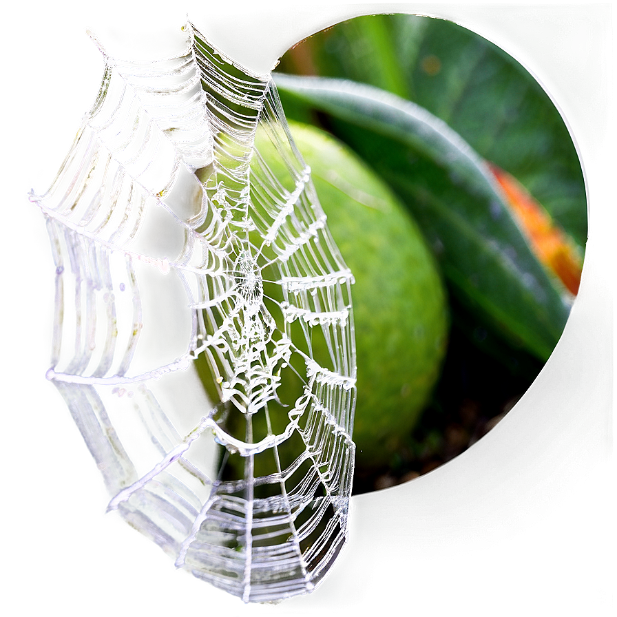 Frosted Spider Web Greenery Background PNG