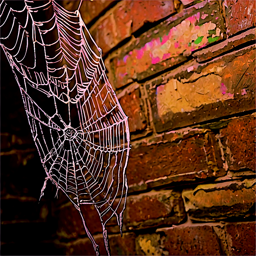 Frosty Spider Webon Brick Wall PNG