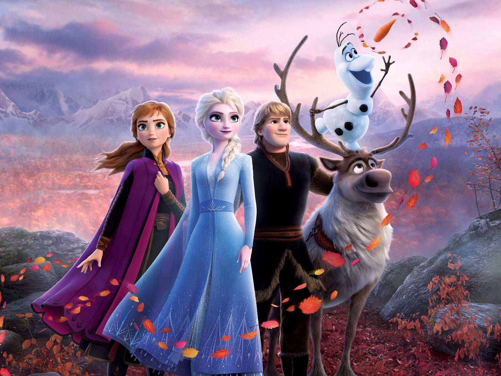 Frozen 2 Characters Led By Elsa Wallpaper