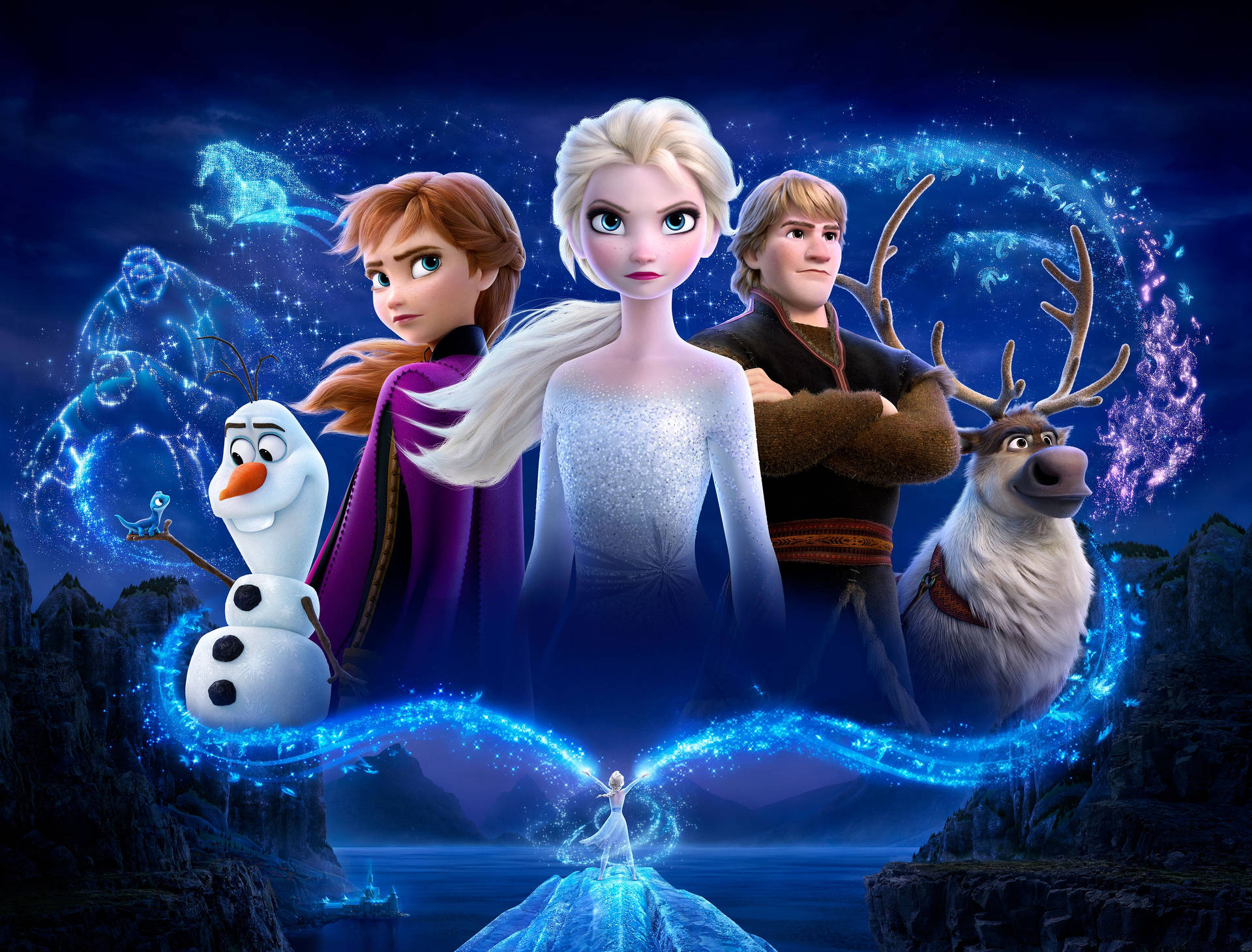 Frozen 2 Elsa And Other Characters Wallpaper
