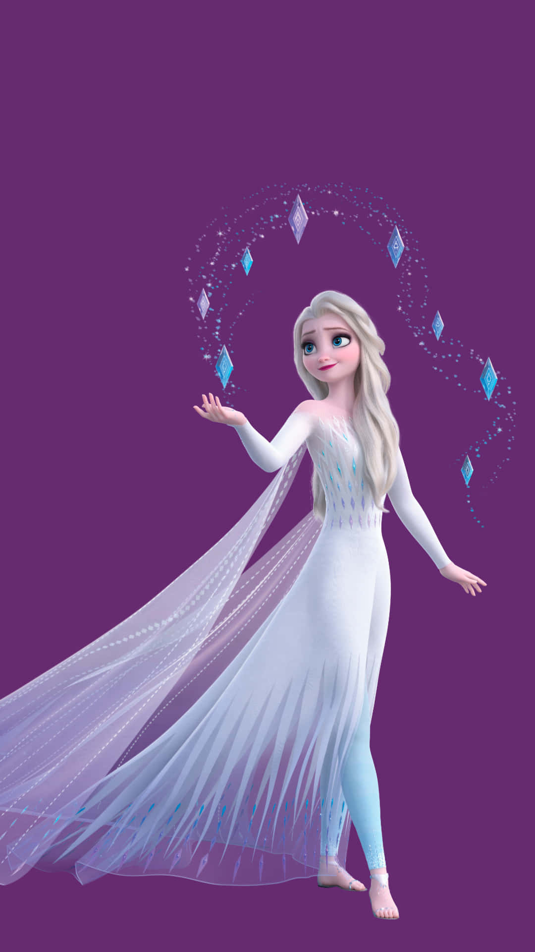 Immagineelsa Indossa Un Bellissimo Vestito Bianco Per La Prima Volta In Frozen 2 Di Disney Sfondo