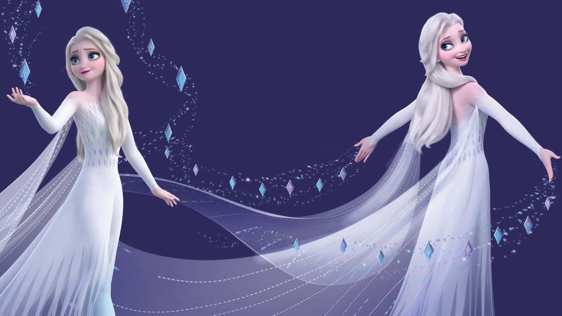 Lady Elsa in her Snowy White Dress from Disney's Frozen 2 Wallpaper