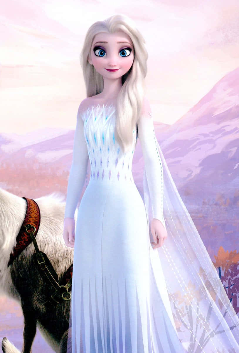 Ottieniun Look Senza Tempo Con L'elegante Abito Bianco Di Elsa In Frozen 2 Sfondo