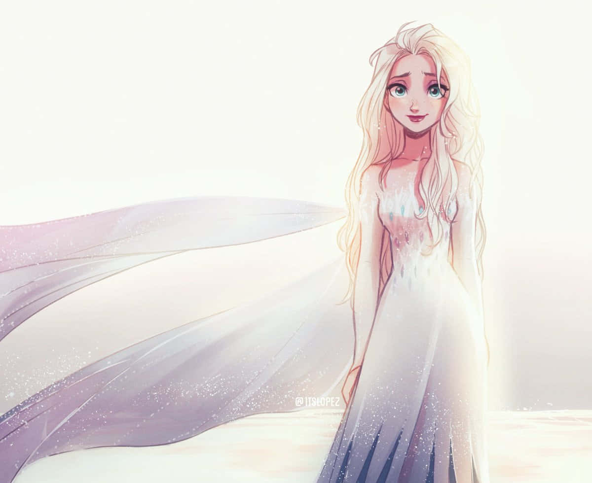 Elsa fra Frozen hopper fra nåletræ til nåletræ Wallpaper