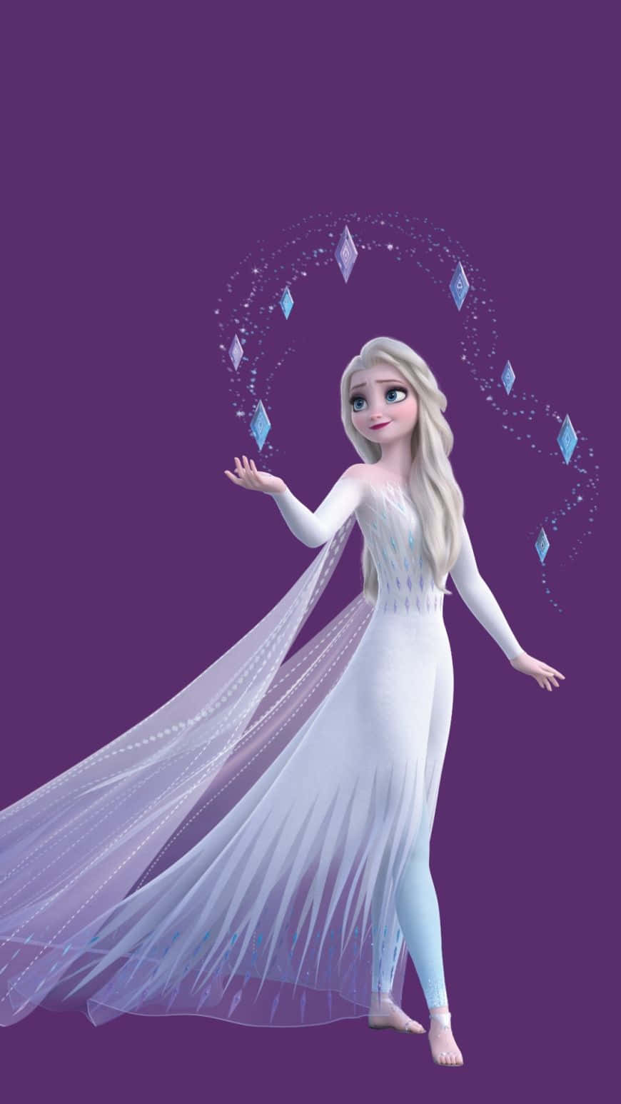 Anna's sister, Elsa, gorgeous in her gleaming white dress from Frozen 2 Wallpaper