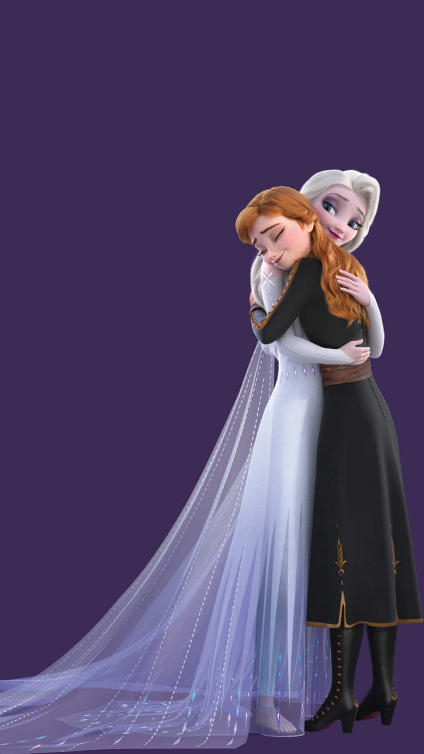 Elsa og Anna i brudekjole krammer Wallpaper