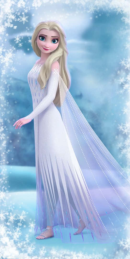 Scopril'eleganza Del Vestito Bianco Di Elsa In Frozen 2 Sfondo