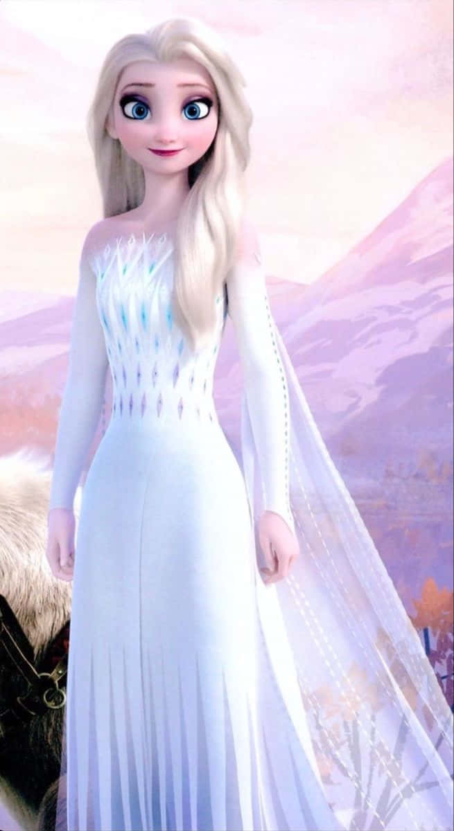Kom klar til at føle magien med den smukke Elsa hvide kjole Tapet! Wallpaper
