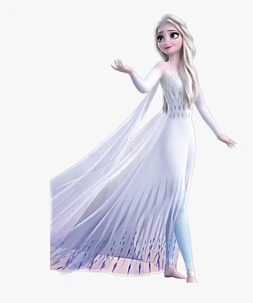 Anna and Elsa wearing beautiful white dresses in the movie Frozen 2. Wallpaper
