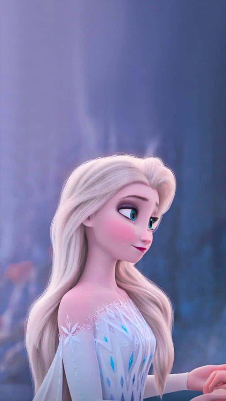 Vivela Magia De Frozen 2 Con Elsa De Disney Vestida Con Un Elegante Vestido Blanco. Fondo de pantalla