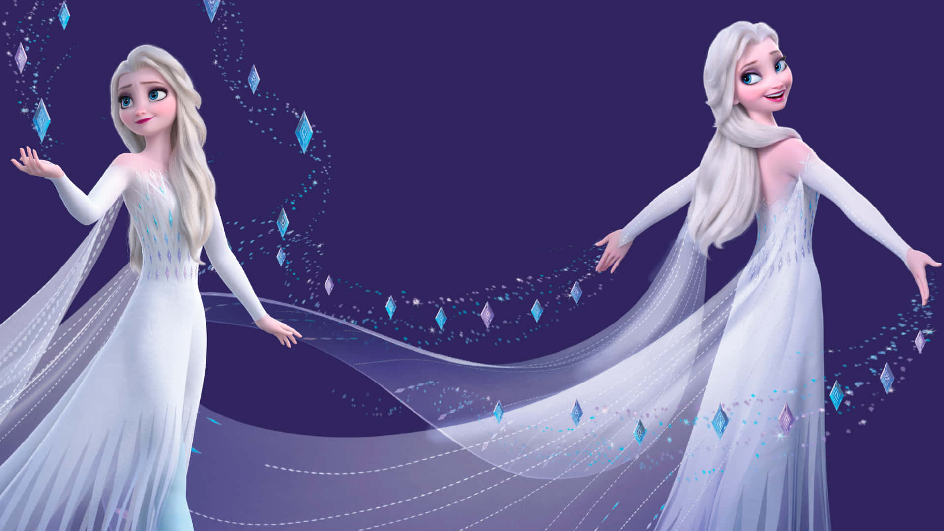 The stunning white dress of Elsa from the Disney movie Frozen 2. Wallpaper