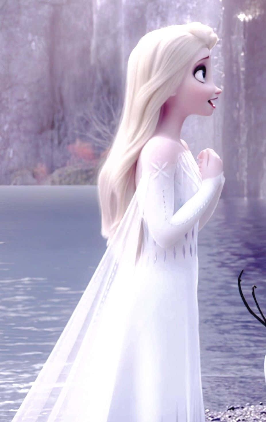 Se smuk ud og nyd øjeblikket i Elsas hvide kjole fra Frozen 2 Wallpaper