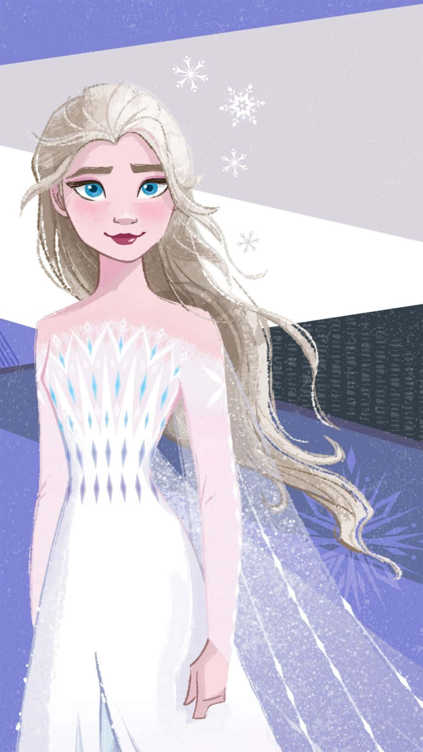 Embrace the power of winter and follow in Queen Elsa's footsteps with this beautiful white dress from Frozen 2 Wallpaper