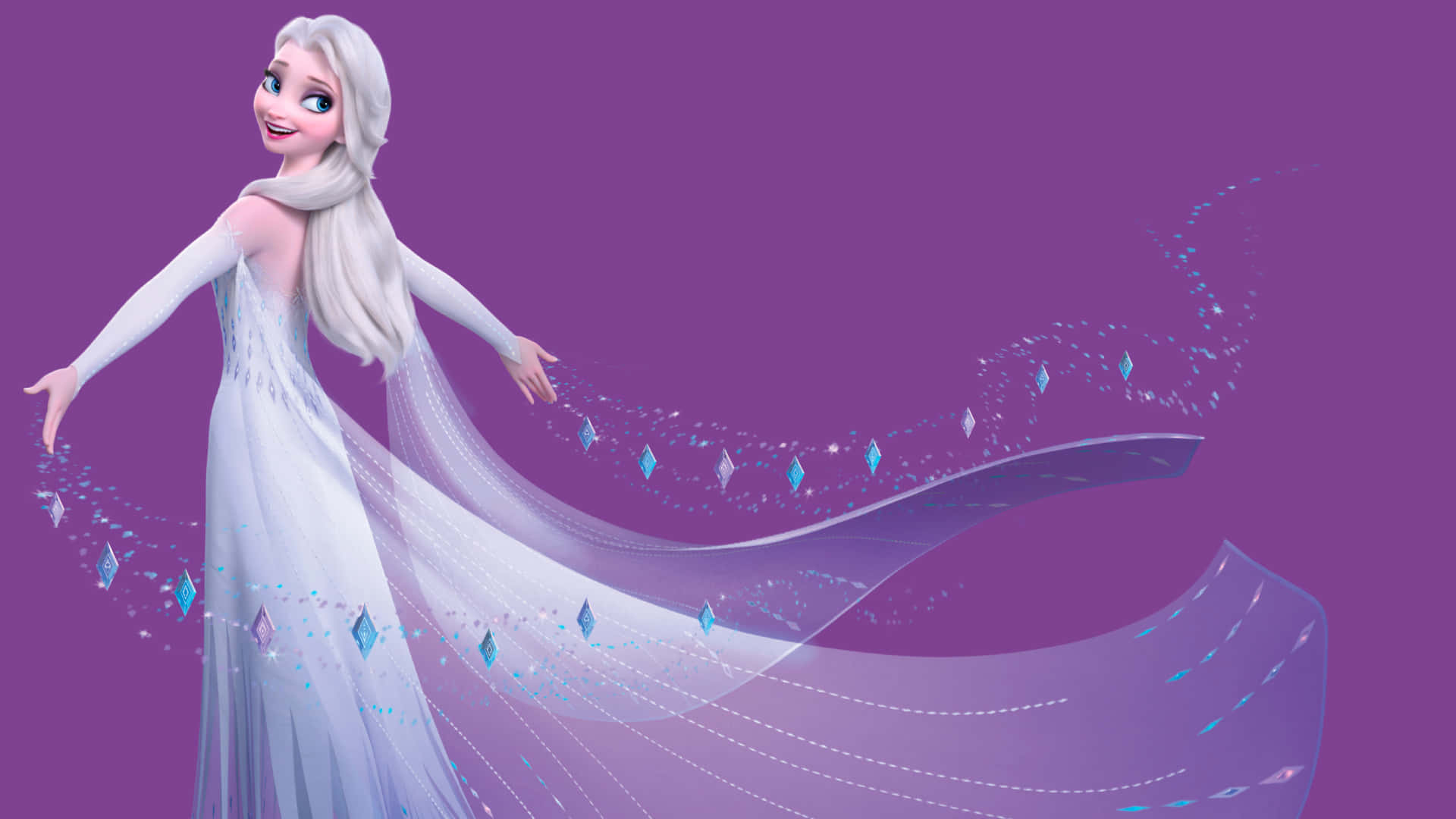 Elsa i hendes hvide kjole fra Disney-filmen, Frost 2 Wallpaper