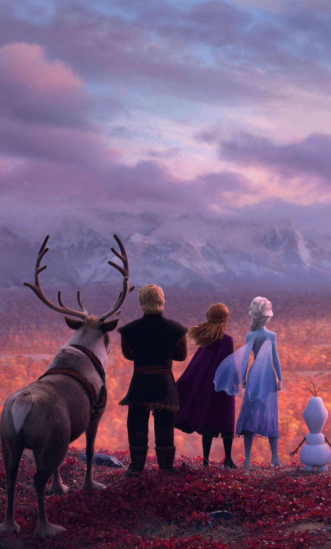 Anna and Kristoff explore the enchanting forest in Disney's Frozen 2 Wallpaper