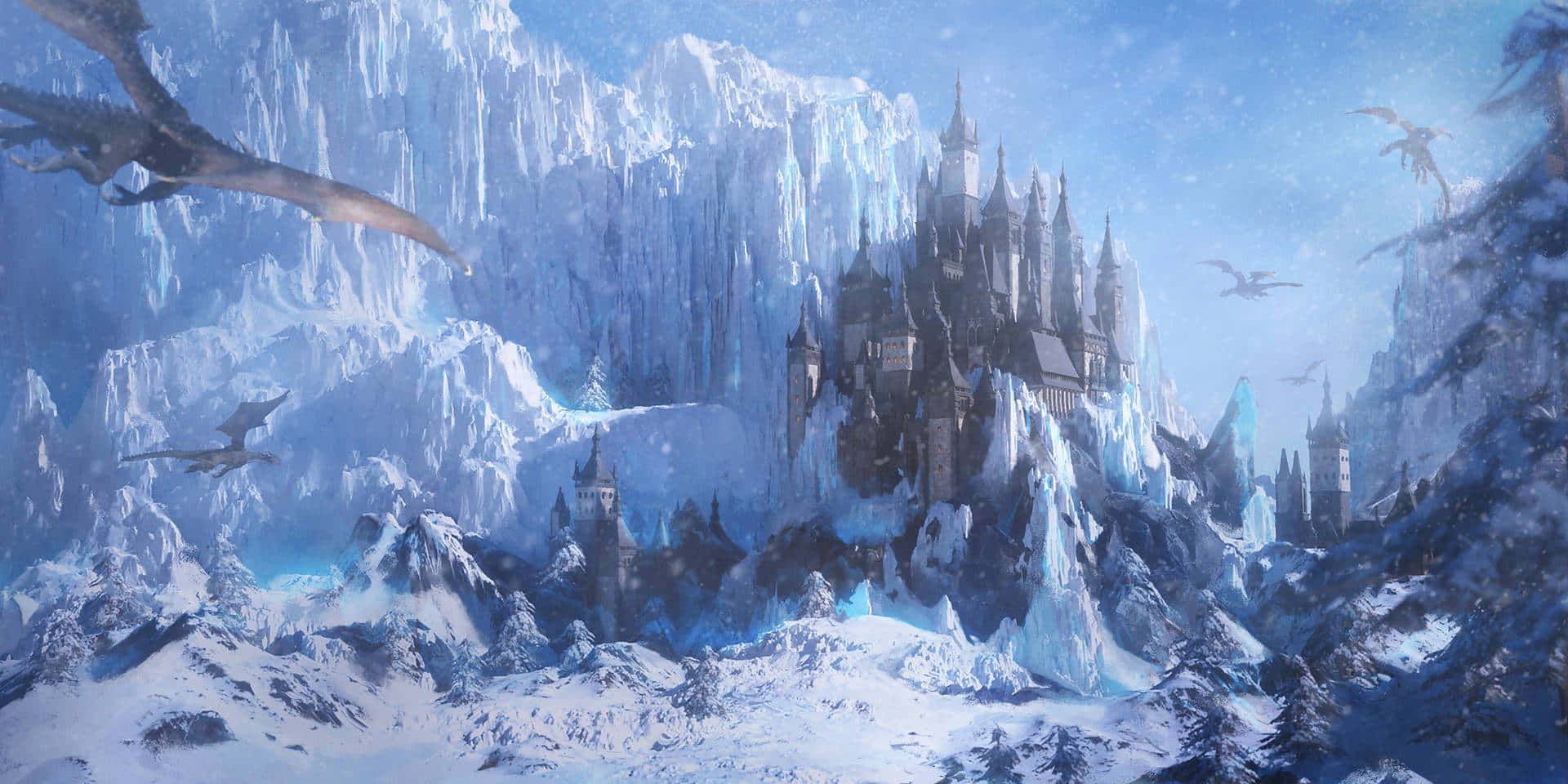 Enchanting Frozen Castle Amidst Winter Wonderland
