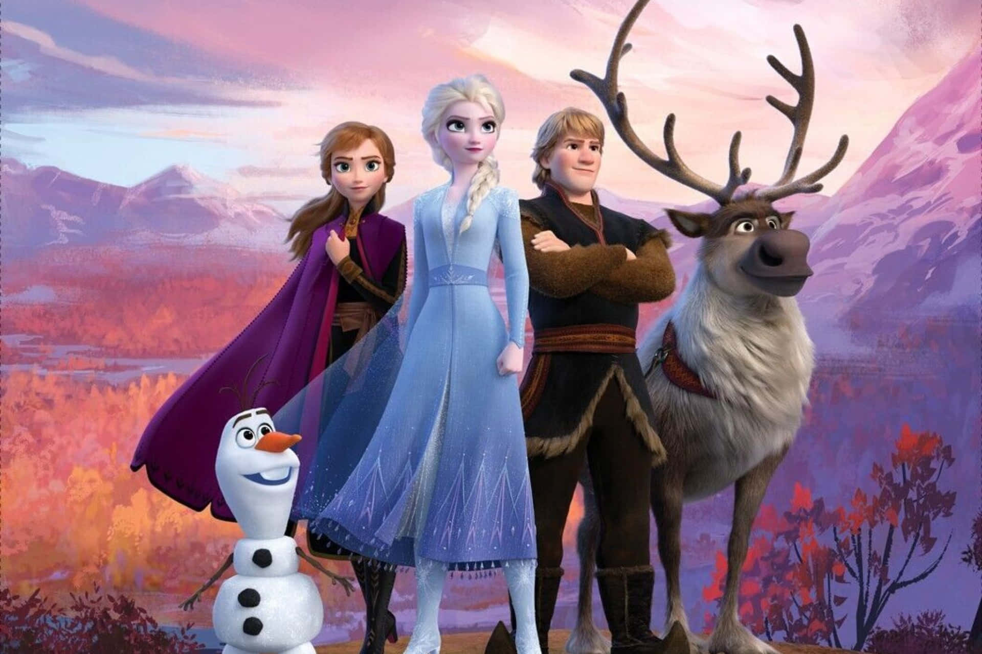 Frozen Characters Autumn Backdrop Wallpaper