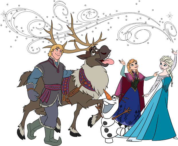 Frozen Characters Group Illustration PNG
