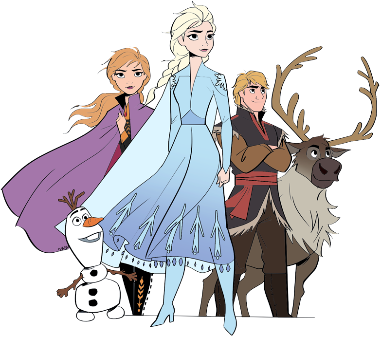 Frozen Characters Group Illustration PNG