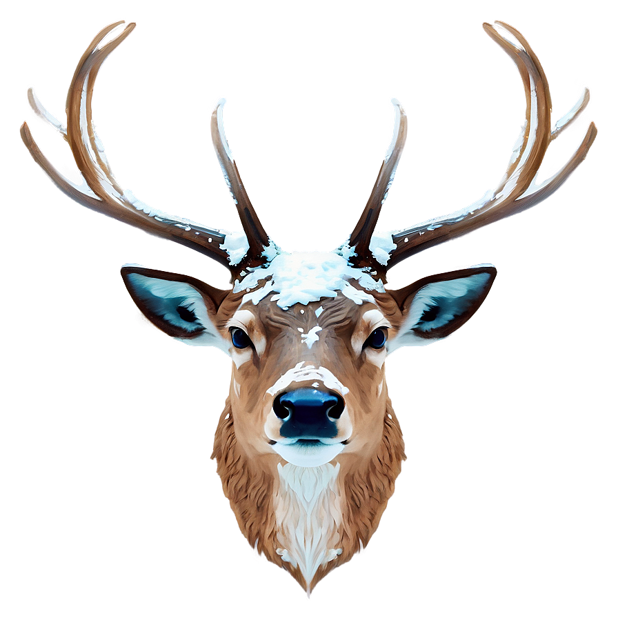 Frozen Deer Head Winter Theme Png 06212024 PNG