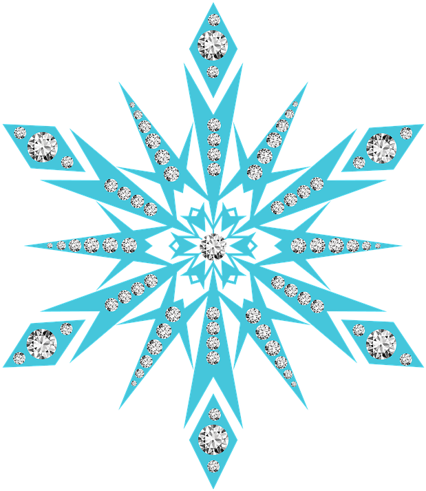 Frozen Diamond Snowflake Design PNG