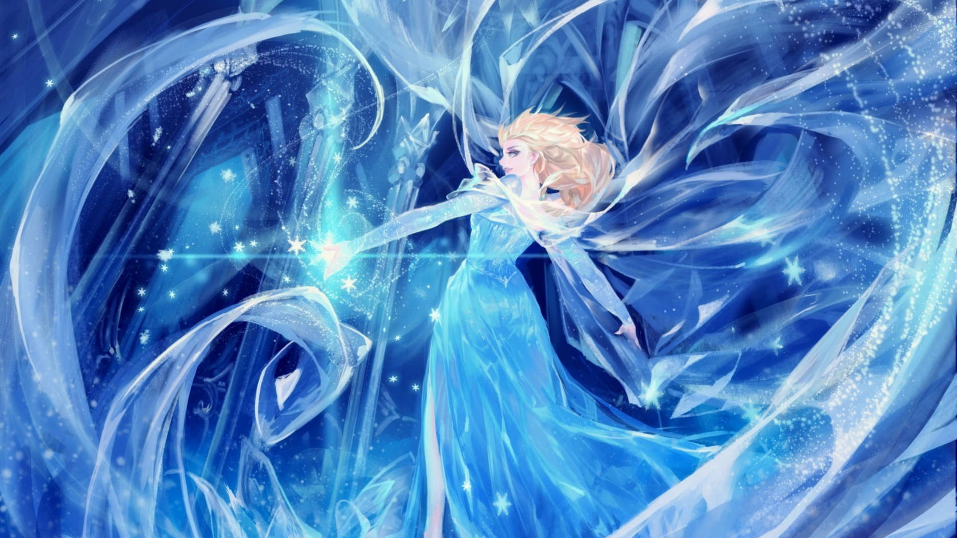 Elsaaus Frozen Im Anime-stil Fanart Wallpaper