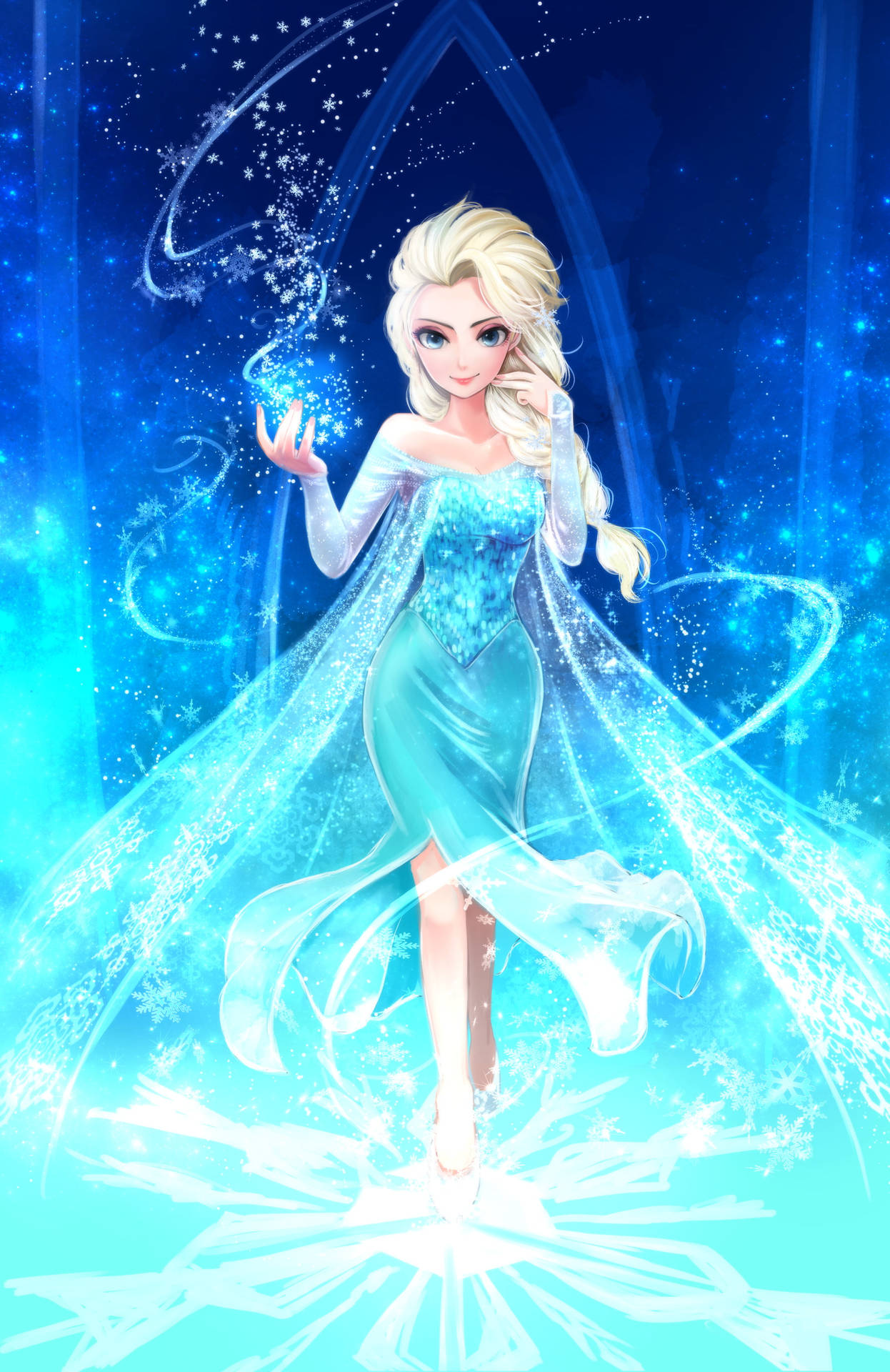 Download Frozen Elsa Anime Throne Wallpaper 