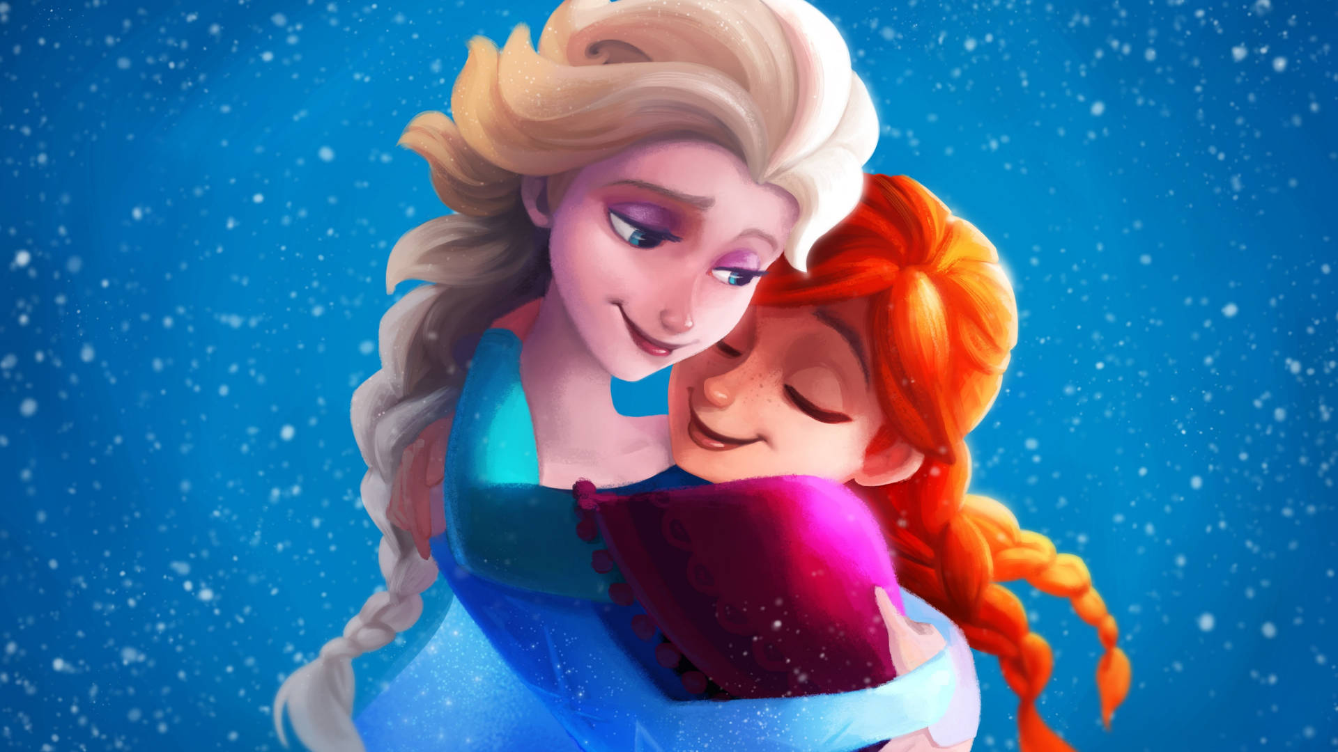 Frozen Elsa Anna Embracing Wallpaper
