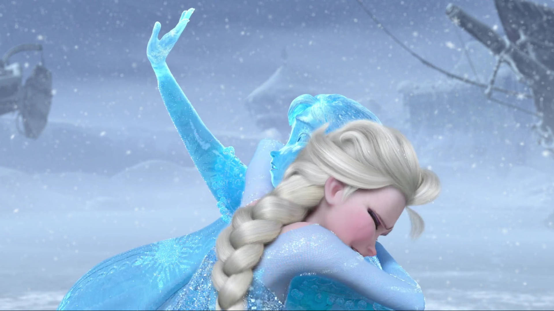 Statua Di Ghiaccio Di Elsa Anna Congelata Sfondo