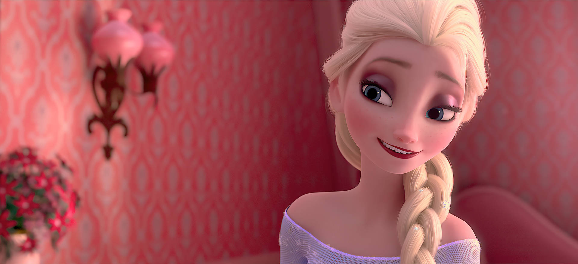 Frozen Elsa Frozen Fever Pink Room Wallpaper