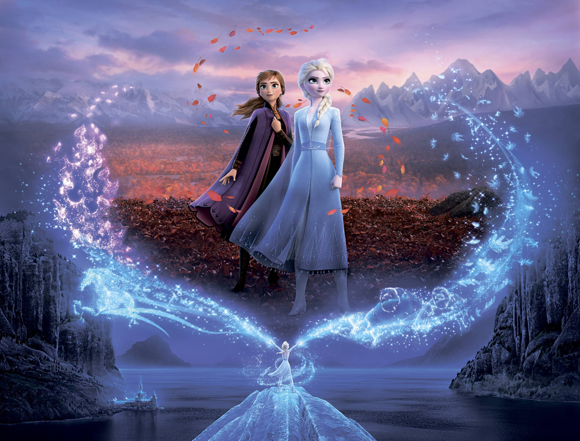 Foglie Di Frozen Elsa Surrounded Powers Sfondo