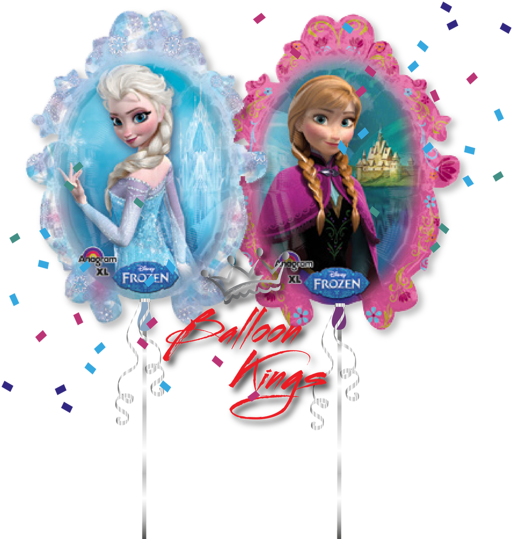 Frozen Elsaand Anna Balloon Designs PNG