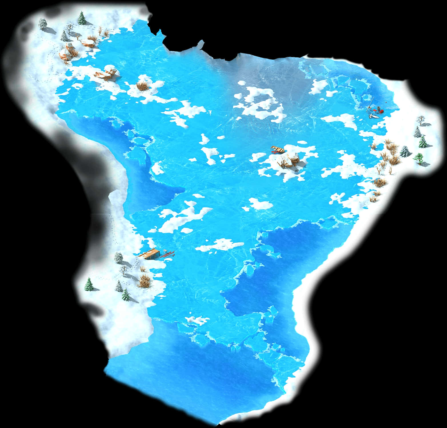 Frozen Ice Covered Kingdom Map PNG