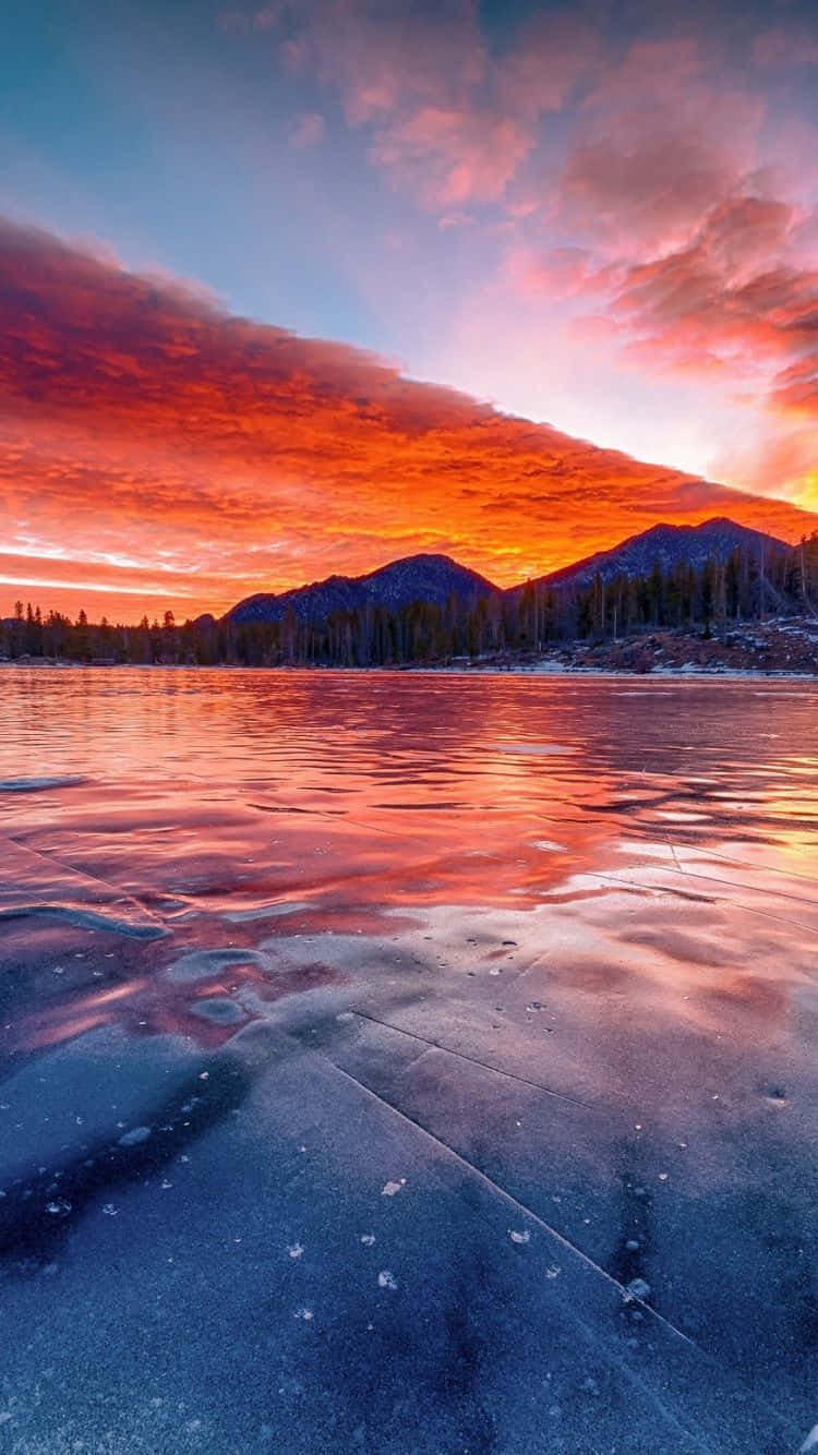 Captivating Frozen Lake Landscape Wallpaper