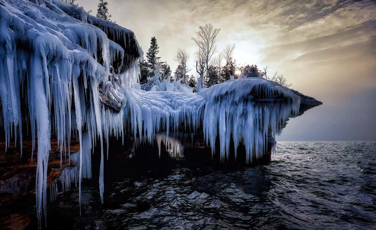 Frozen Lake Superior Ice Cave Wallpaper