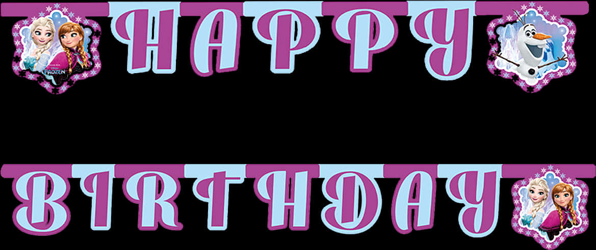 Frozen Theme Happy Birthday Banner PNG