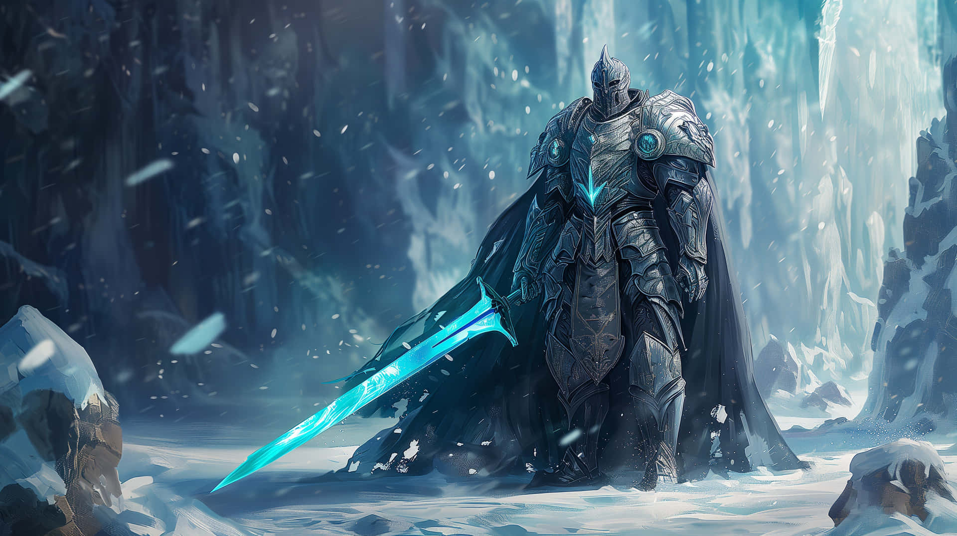 Frozen_ Warrior_in_ Icy_ Realm Wallpaper