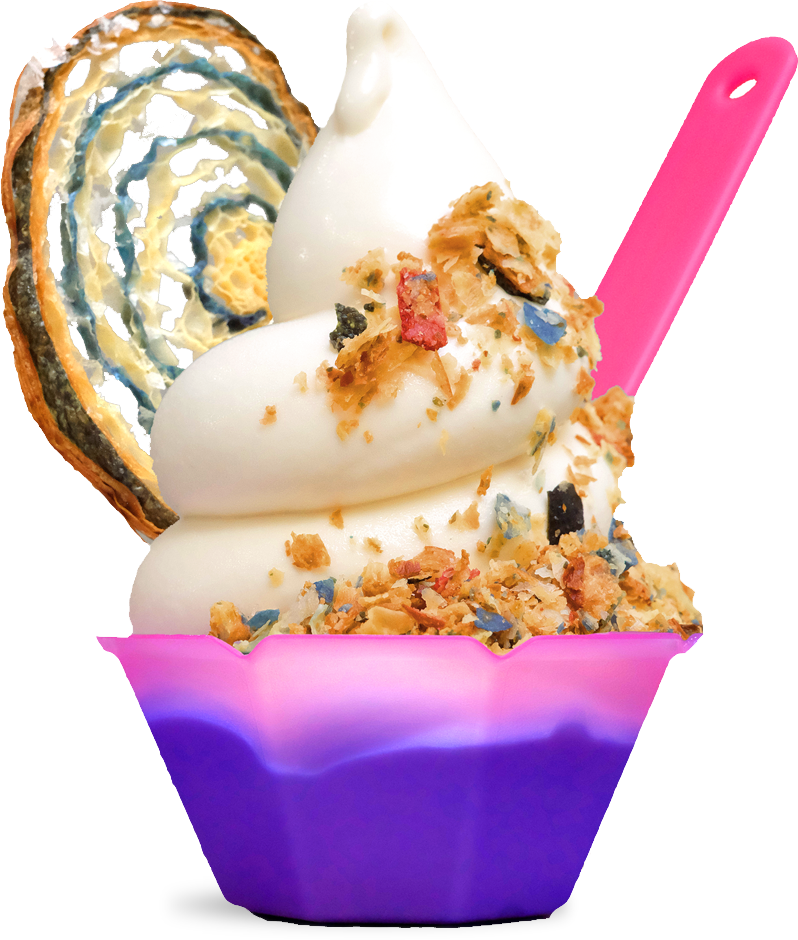 Frozen Yogurt With Toppingsand Waffle Cone PNG