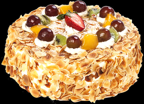 Fruit Almond Topped Cake PNG