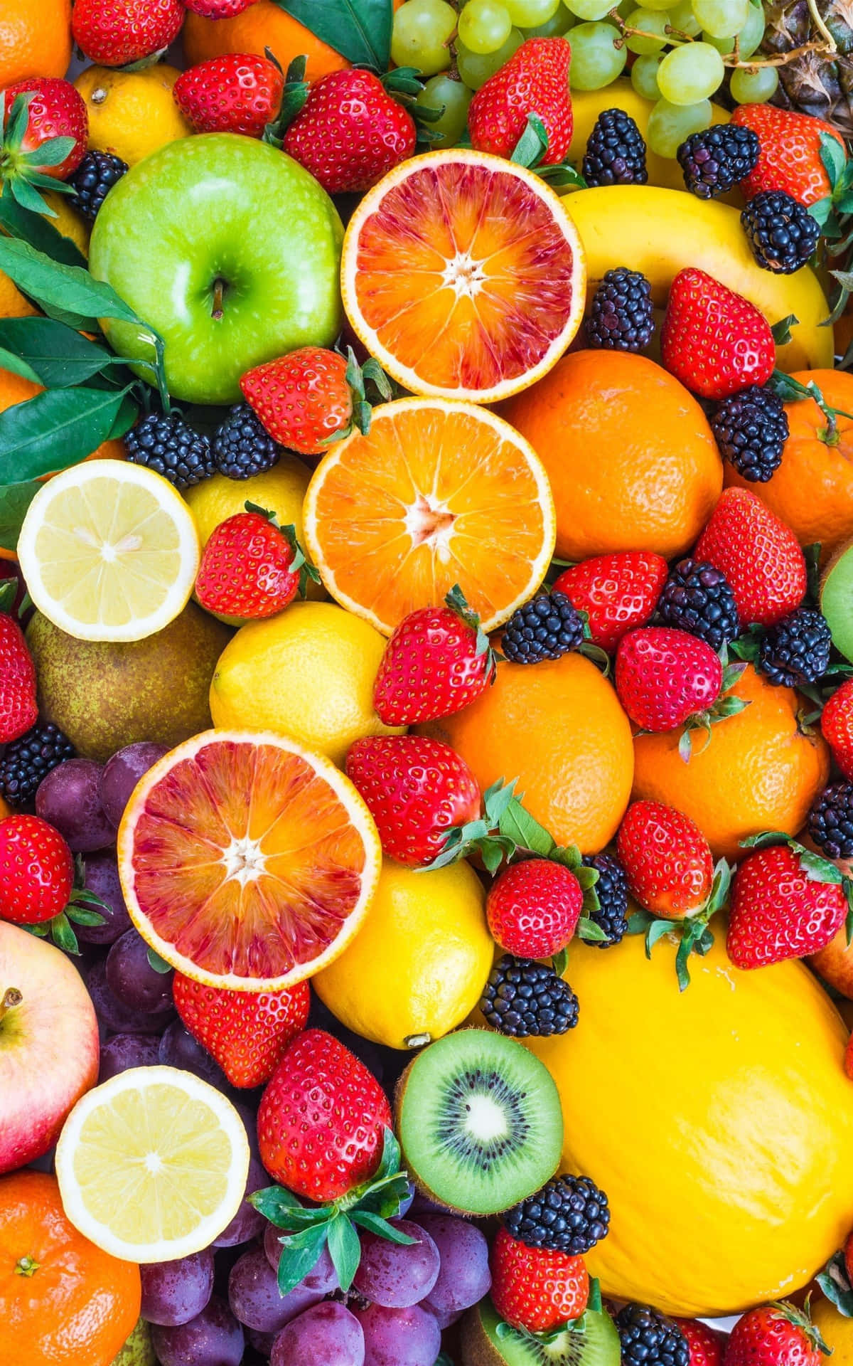 Pile Of Berry And Citrus Fruits Background