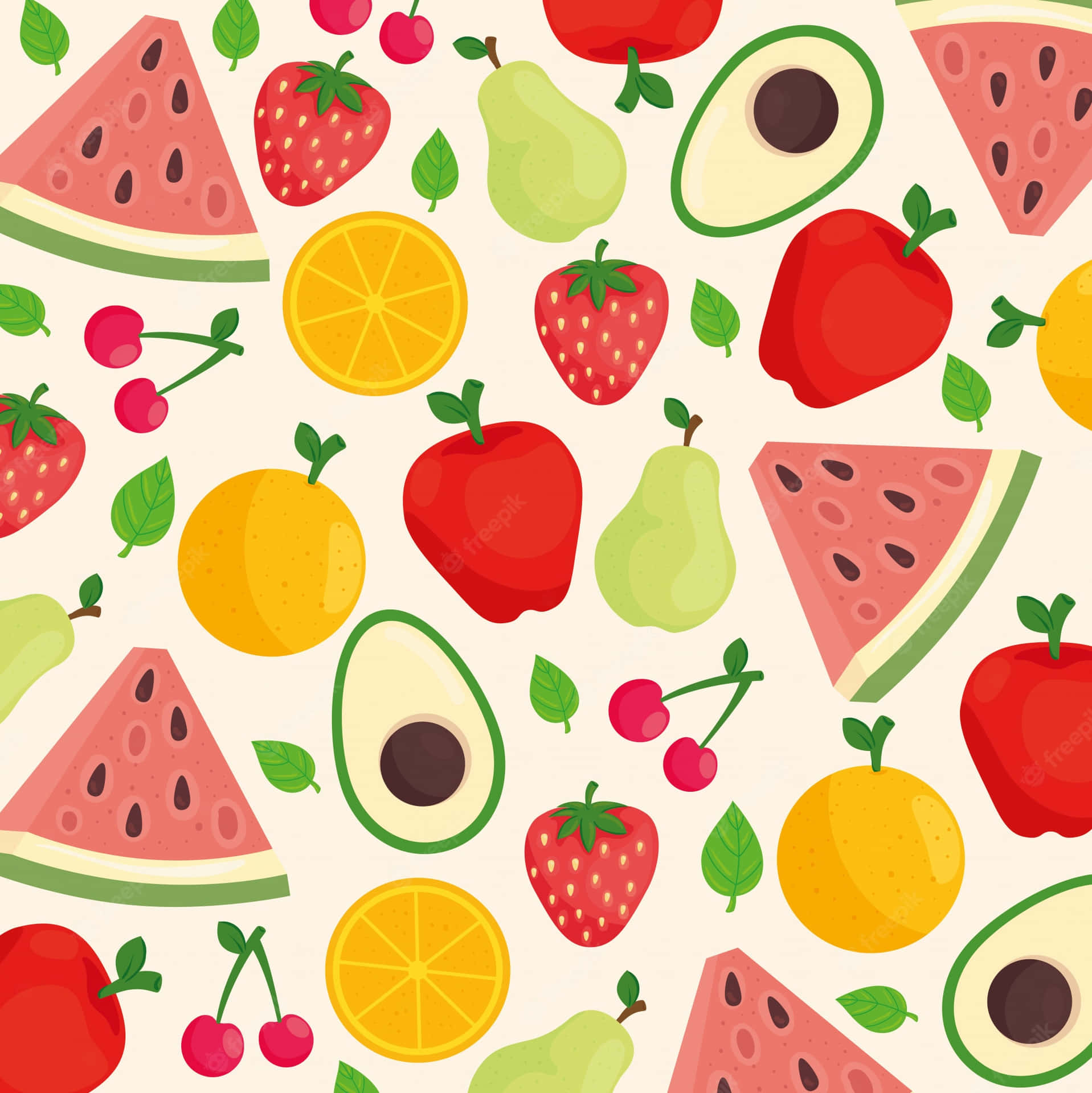 Cute Pattern Of Fruits On White Background