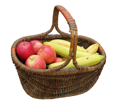 Fruit Basket Fullof Applesand Bananas PNG