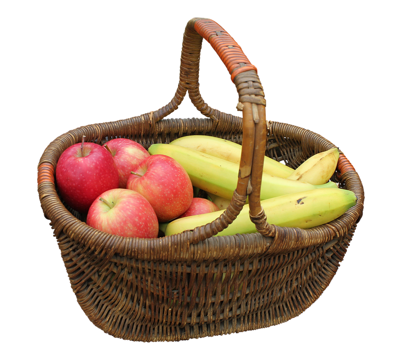 Fruit Basket Fullof Applesand Bananas.png PNG