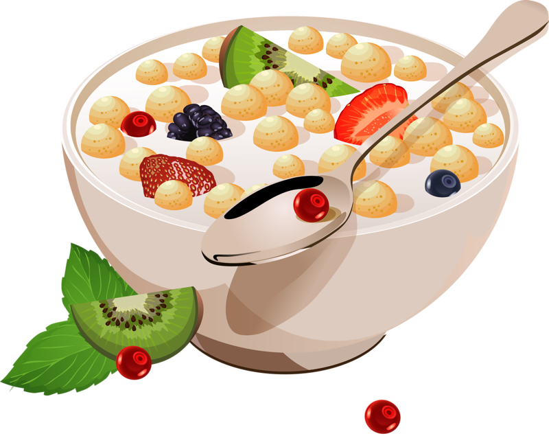 Fruit Topped Cereal Bowl Illustration PNG