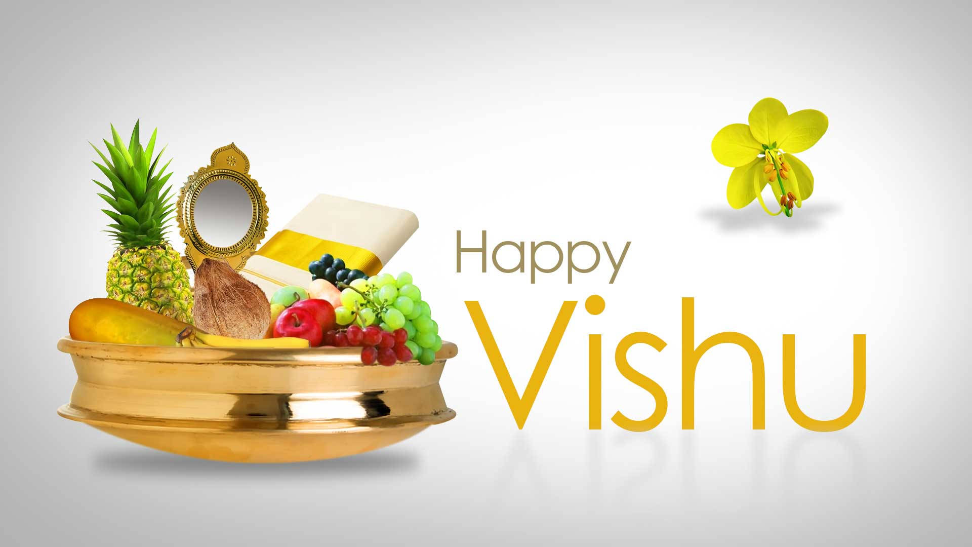 Fruits And Flowers For A Happy Vishu Wallpaper