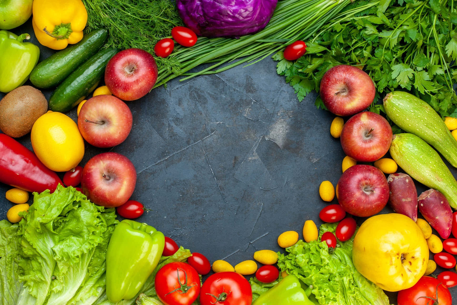 A Circle Of Vegetables Arranged In A Circle